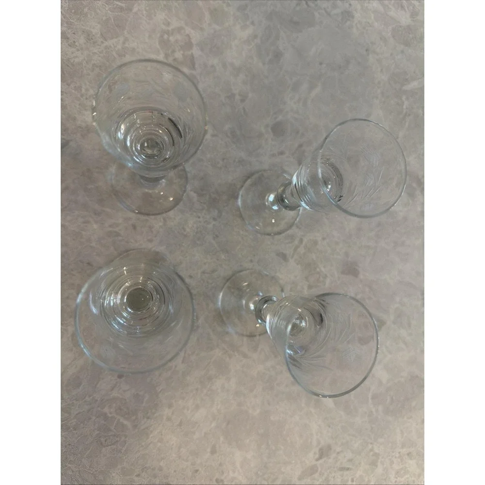 Set Of 4 Sherry/wine Crystal Glasses